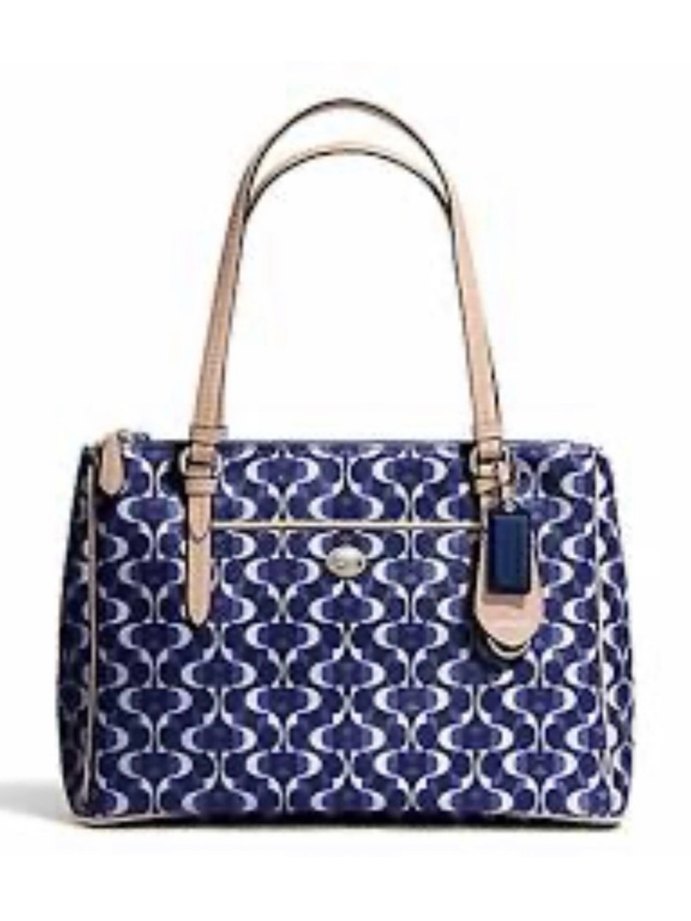 Coach Navy and Cream Signature Pattern Tote